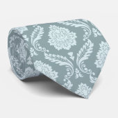 Rococo Damask Pattern Duck Egg Blue+Teal Krawatte (Gerollt)