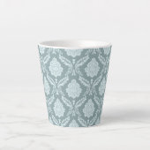Rococo Damask Pattern Duck Egg Blue+Teal Milchtasse (Vorderseite)