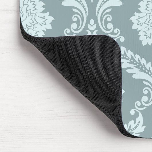 Rococo Damask Pattern Duck Egg Blue+Teal Mousepad (Ecke)