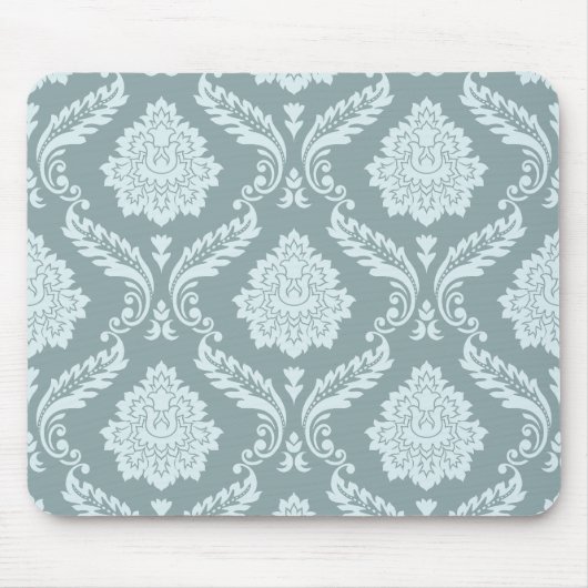 Rococo Damask Pattern Duck Egg Blue+Teal Mousepad (Vorne)