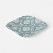 Rococo Damask Pattern Duck Egg Blue+Teal Paper Pla Pappteller (Gewinkelt)