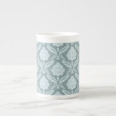Rococo Damask Pattern Duck Egg Blue+Teal Porzellantasse (Vorderseite)
