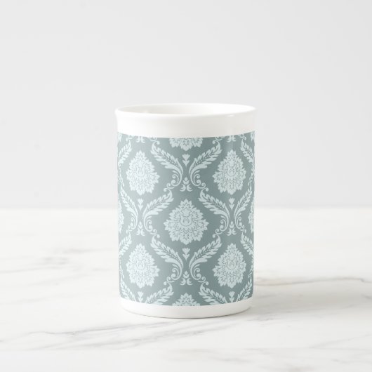 Rococo Damask Pattern Duck Egg Blue+Teal Porzellantasse (Vorderseite)