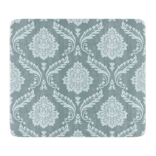 Rococo Damask Pattern Duck Egg Blue+Teal Schneidebrett (Vorderseite)