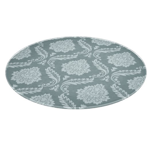 Rococo Damask Pattern Duck Egg Blue+Teal Schneidebrett (Ecke)