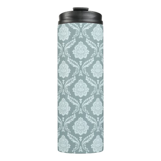Rococo Damask Pattern Duck Egg Blue+Teal Thermosbecher (Vorderseite)