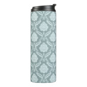 Rococo Damask Pattern Duck Egg Blue+Teal Thermosbecher (Nach links gedreht)