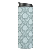 Rococo Damask Pattern Duck Egg Blue+Teal Thermosbecher (Nach rechts gedreht)
