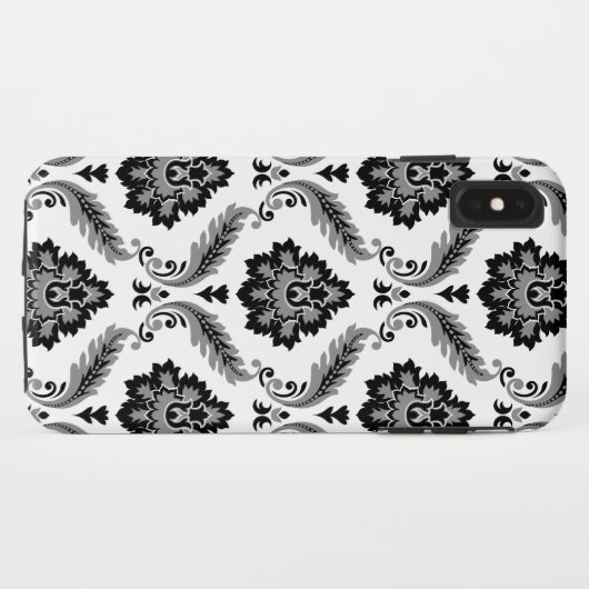 Rococo Damask Pattern Grey Black White Case-Mate iPhone Hülle (Rückseite (Horizontal))
