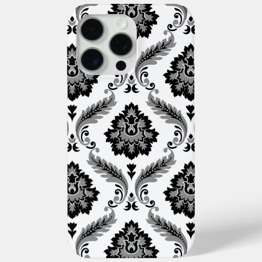 Rococo Damask Pattern Grey Black White Case-Mate iPhone Hülle (Rückseite)