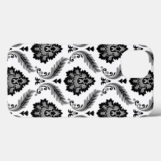 Rococo Damask Pattern Grey Black White Case-Mate iPhone Hülle (Rückseite (Horizontal))