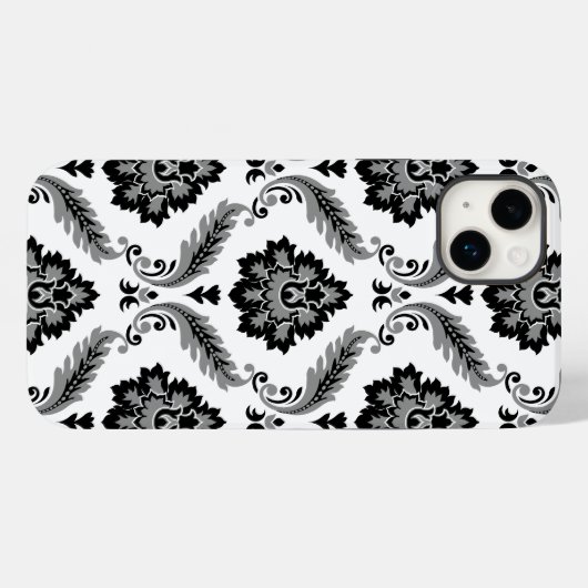 Rococo Damask Pattern Grey Black White Case-Mate iPhone Hülle (Rückseite (Horizontal))