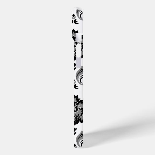 Rococo Damask Pattern Grey Black White Case-Mate iPhone Hülle (Rückseite / Links)