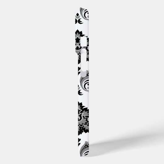 Rococo Damask Pattern Grey Black White Case-Mate iPhone Hülle (Rückseite / Links)