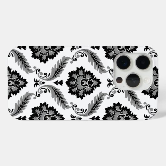 Rococo Damask Pattern Grey Black White Case-Mate iPhone Hülle (Rückseite (Horizontal))