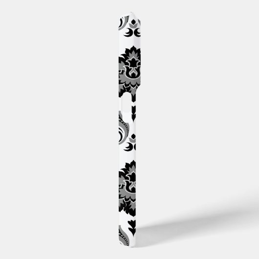 Rococo Damask Pattern Grey Black White Case-Mate iPhone Hülle (Rückseite / Rechts)