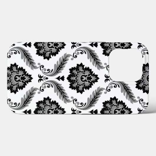 Rococo Damask Pattern Grey Black White Case-Mate iPhone Hülle (Rückseite (Horizontal))