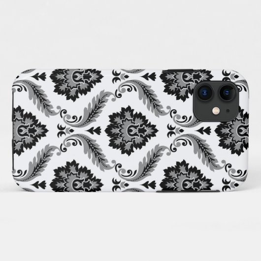 Rococo Damask Pattern Grey Black White Case-Mate iPhone Hülle (Rückseite (Horizontal))