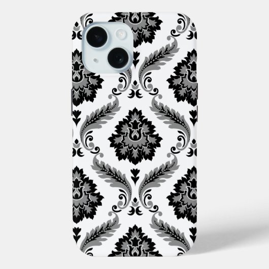 Rococo Damask Pattern Grey Black White Case-Mate iPhone Hülle (Rückseite)