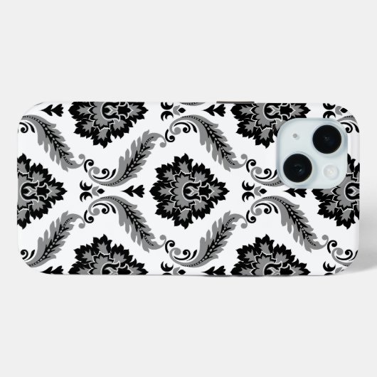 Rococo Damask Pattern Grey Black White Case-Mate iPhone Hülle (Rückseite (Horizontal))
