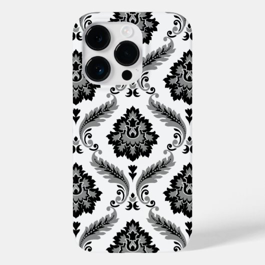 Rococo Damask Pattern Grey Black White Case-Mate iPhone Hülle (Rückseite)