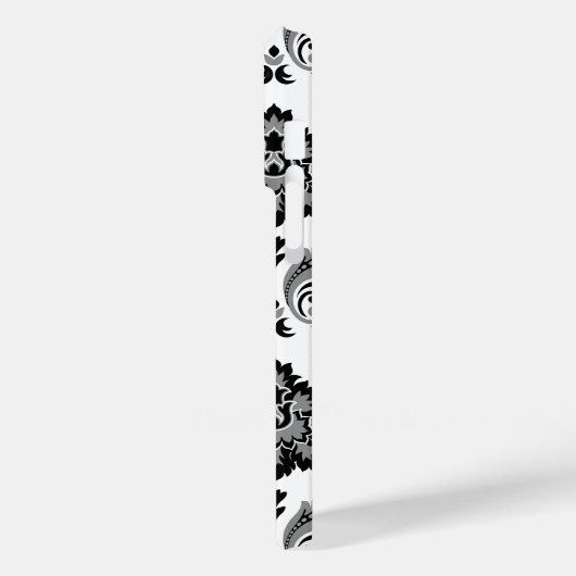 Rococo Damask Pattern Grey Black White Case-Mate iPhone Hülle (Rückseite / Links)