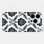 Rococo Damask Pattern Grey Black White Case-Mate iPhone Hülle (Rückseite (Horizontal))