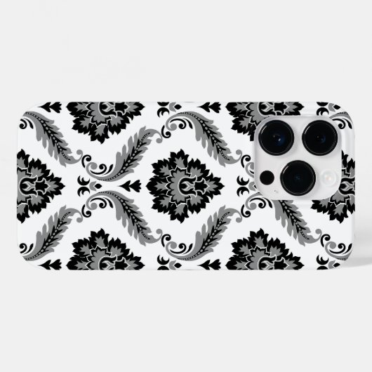 Rococo Damask Pattern Grey Black White Case-Mate iPhone Hülle (Rückseite (Horizontal))