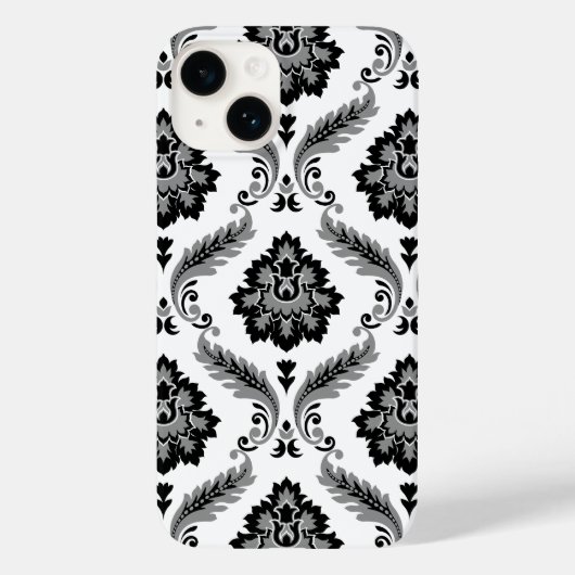 Rococo Damask Pattern Grey Black White Case-Mate iPhone Hülle (Rückseite)
