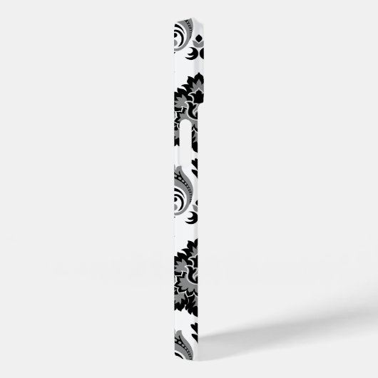 Rococo Damask Pattern Grey Black White Case-Mate iPhone Hülle (Rückseite / Rechts)