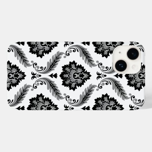 Rococo Damask Pattern Grey Black White Case-Mate iPhone Hülle (Rückseite (Horizontal))