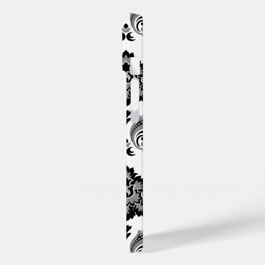 Rococo Damask Pattern Grey Black White Case-Mate iPhone Hülle (Rückseite / Links)