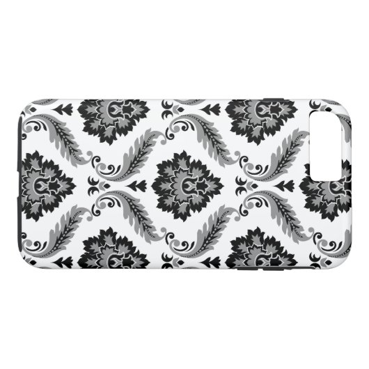 Rococo Damask Pattern Grey Black White Case-Mate iPhone Hülle (Rückseite (Horizontal))