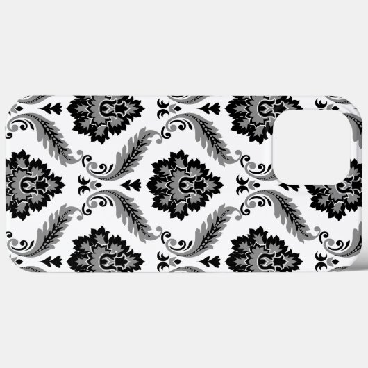 Rococo Damask Pattern Grey Black White Case-Mate iPhone Hülle (Rückseite (Horizontal))