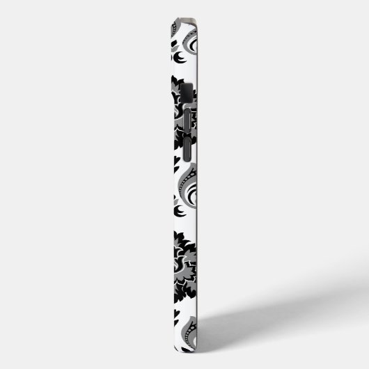 Rococo Damask Pattern Grey Black White Case-Mate iPhone Hülle (Rückseite / Links)
