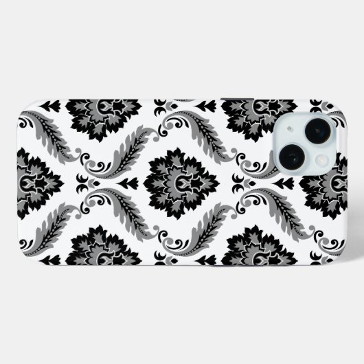 Rococo Damask Pattern Grey Black White Case-Mate iPhone Hülle (Rückseite (Horizontal))