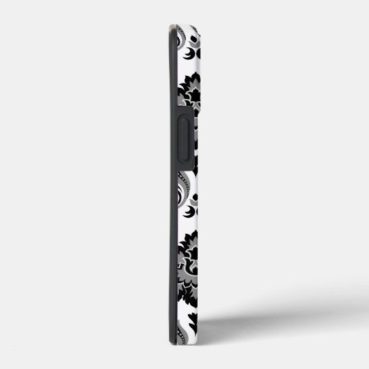 Rococo Damask Pattern Grey Black White Case-Mate iPhone Hülle (Rückseite / Rechts)