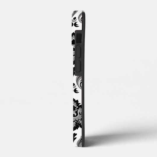 Rococo Damask Pattern Grey Black White Case-Mate iPhone Hülle (Rückseite / Links)
