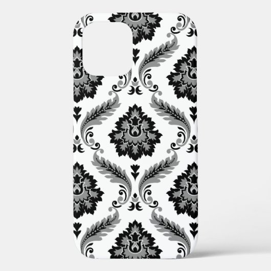 Rococo Damask Pattern Grey Black White Case-Mate iPhone Hülle (Rückseite)