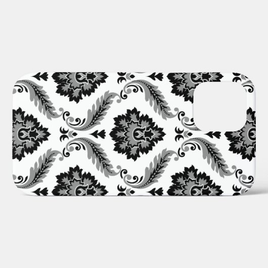 Rococo Damask Pattern Grey Black White Case-Mate iPhone Hülle (Rückseite (Horizontal))