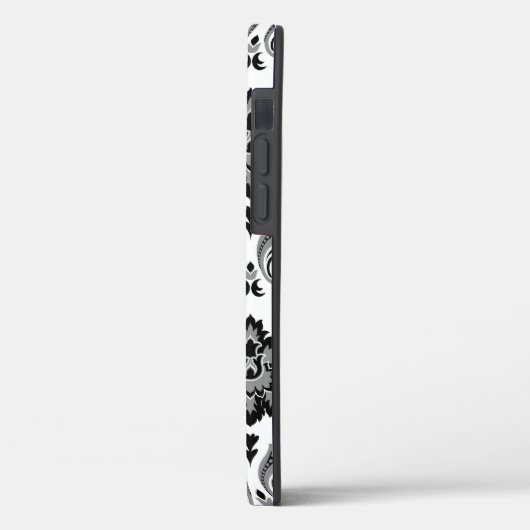 Rococo Damask Pattern Grey Black White Case-Mate iPhone Hülle (Rückseite / Links)