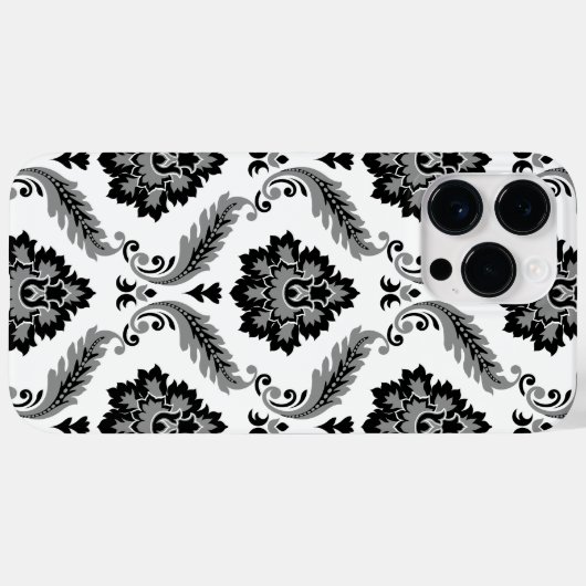 Rococo Damask Pattern Grey Black White Case-Mate iPhone Hülle (Rückseite (Horizontal))
