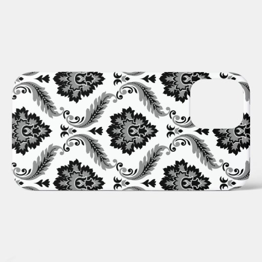 Rococo Damask Pattern Grey Black White Case-Mate iPhone Hülle (Rückseite (Horizontal))