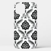 Rococo Damask Pattern Grey Black White Case-Mate iPhone Hülle (Rückseite)