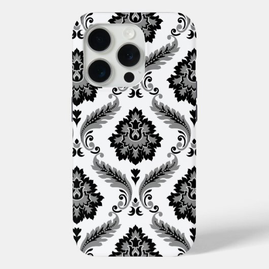 Rococo Damask Pattern Grey Black White Case-Mate iPhone Hülle (Rückseite)