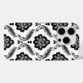 Rococo Damask Pattern Grey Black White Case-Mate iPhone Hülle (Rückseite (Horizontal))