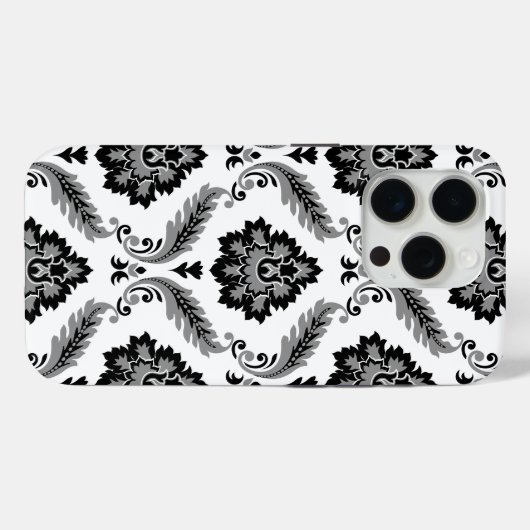 Rococo Damask Pattern Grey Black White Case-Mate iPhone Hülle (Rückseite (Horizontal))