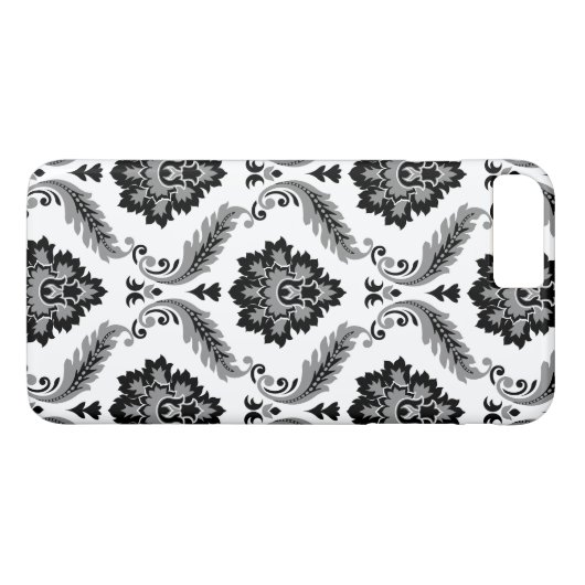 Rococo Damask Pattern Grey Black White Case-Mate iPhone Hülle (Rückseite (Horizontal))