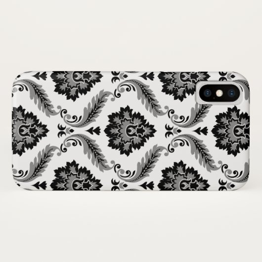 Rococo Damask Pattern Grey Black White Case-Mate iPhone Hülle (Rückseite (Horizontal))