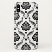 Rococo Damask Pattern Grey Black White Case-Mate iPhone Hülle (Rückseite)
